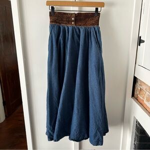 GEOFFREY BEENE x CHESA vintage denim suede midi skirt